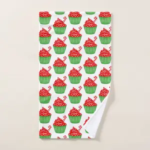 Swedish Full cover sublimazione waffle tessuto grazioso festival di natale candy cane cupcake asciugamano a mano