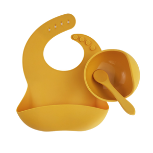 Juego de vajilla de silicona ecológica DX, Baberos modernos de 3 piezas para niños y cuchara con ventosa para uso diario - Product Image 2