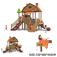 Aire de jeux multifonctionnelle en bois de haute qualité pour enfants, avec maison de jeu extérieure et toboggan, parc d'attractions en bois