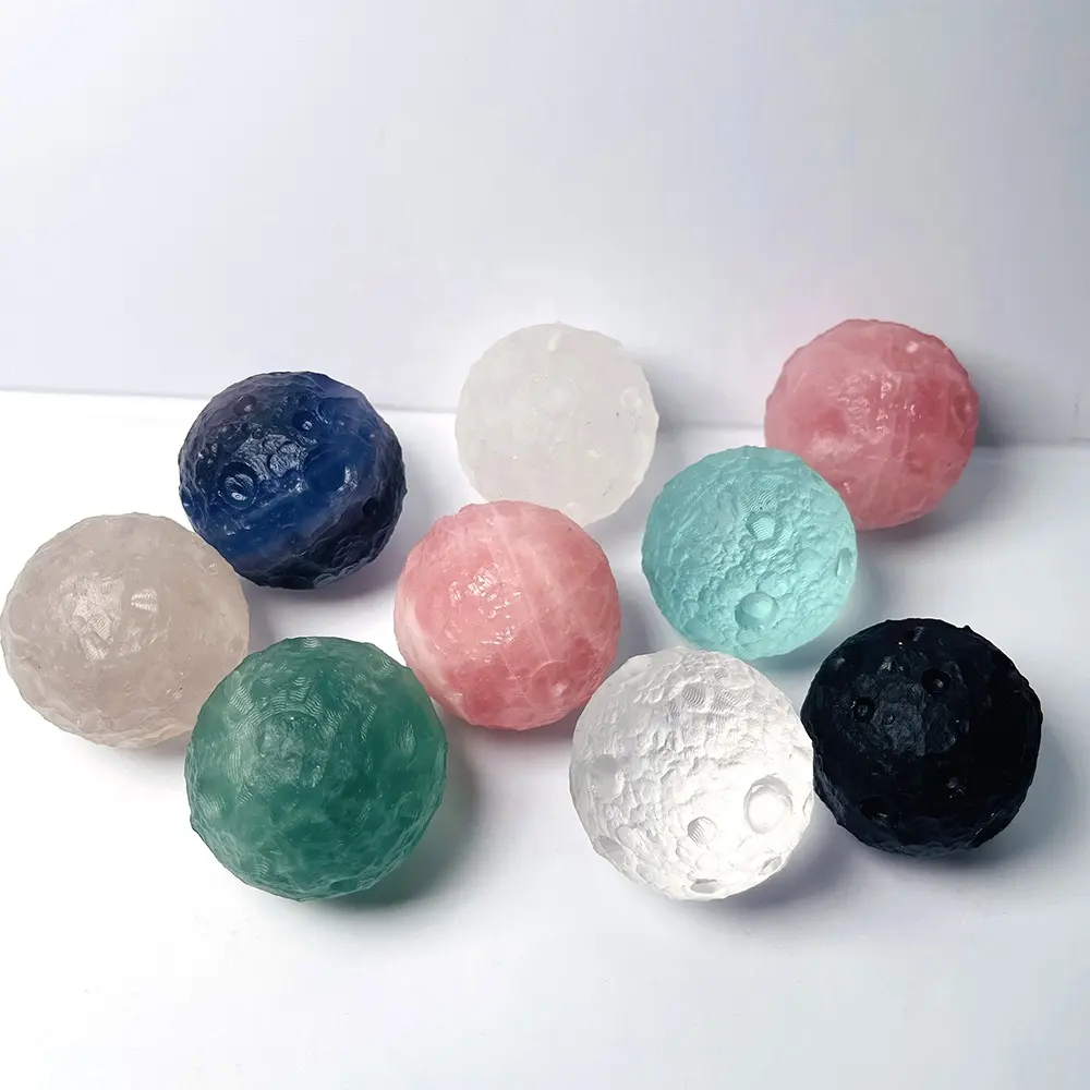 Toptan fabrika fiyat sıcak satış doğal şifalı kuvars kristal ay topu küre oyma dekorasyon için
