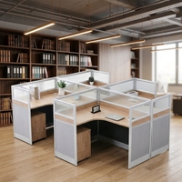 Bureau de direction en L moderne et simple pour postes de travail individuels avec bibliothèque intégrée ; Ensemble chaise et bureau pour personnel ; Poste de travail individuel ; Modèle de base avec cloisons