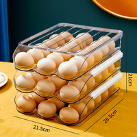 Tiroir transparent de boîte de stockage d'oeufs de glissière automatique, panier roulant empilable de support de plateau d'oeufs, réfrigérateur de cuisine organisent