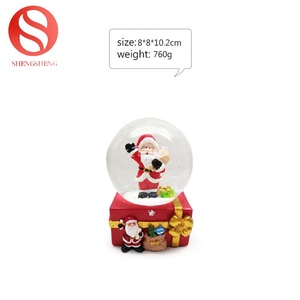 Custom Logo Creative Design Greeting Santa Claus Carry <strong>Present</strong> Snow Globe With Red Gift Box Package - Product Image 2
