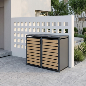 Contenedor de Basura Delgado para Exteriores, Doble Compartimento, Almacenamiento de Basura para Patio, Moderno, Personalizable, DIY, 2 o 3 Juegos de Contenedores - Product Image 3