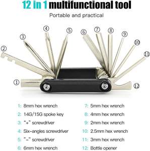 12 in1 כלי תיקון אופניים רב תכליתי ערכת דיבר משושה דיבר רכיבה על אופניים mtb - Product Image 5