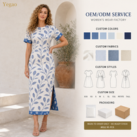 Robe midi Yegao Florals pour femmes, tissée, écologique, 100% coton, imprimé, robe décontractée d'été, vente en gros, MOQ 30 pièces, OEM