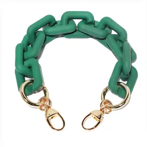 Pulseira de corrente de resina, moda fivela de liga meninas pulseira acrílica colorida com dois ganchos de cachorro