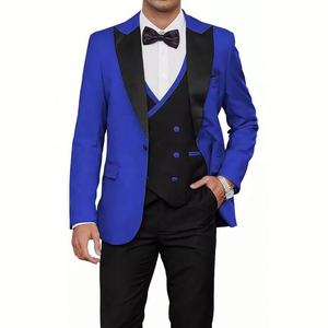 بدلة رجالية ثلاث قطع ضيقة بصدر مزدوج الأزرار للمناسبات الرسمية وحفلات الزفاف والعشاء، قابلة للتنفس - Product Image 5