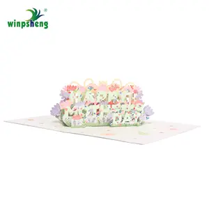 Winpsheng fábrica personalizada hecha a mano 3D Pop-Up música luz tarjeta de felicitación tarjeta de agradecimiento regalo del Día de la madre Sobres de papel impresos