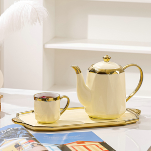 Set da Tè di Lusso all'Ingrosso, Caraffa in Porcellana con Placcatura in Oro, Tazza da Caffè in Ceramica con Piattino per Tè del Pomeriggio - Product Image 4