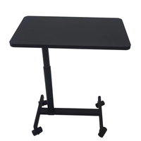Bureau d'ordinateur mobile en bois réglable sur roulettes, finition résistante aux taches et aux salissures, design moderne et minimaliste pour le bureau