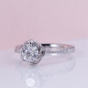 Anillo de Diamante de Laboratorio PT950 de Messi Jewelry, Anillo de Corte Brillante Redondo, Anillo de Compromiso, Anillo de Bodas, Anillo Clásico - Product Image 3