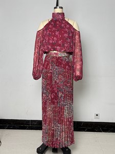 Conjunto de 2 Piezas de Alta Calidad para Mujer, Estilo Africano 2026, Falda Plisada Elegante con Estampado Floral y Camisa de Hombros Descubiertos - Product Image 5