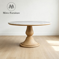 Ensemble de table et chaises de salle à manger rondes en bois de style moderne et luxueux, plateau en marbre blanc naturel, salon, cuisine intérieure, 4 à 6 places