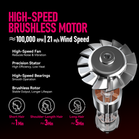 Sèche-cheveux professionnel FirePhoenix M2 1875W 100000RPM à moteur sans balais haute vitesse, auto-nettoyant ionique, léger 430g, 125V