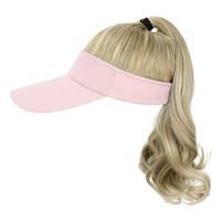 Casquette de baseball ajustable Mumeng pour extérieur avec perruque queue de cheval ondulée marron/noir/rose pour femme, résistante à la chaleur, en fibre haute température