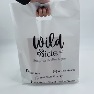 Custom logo waterproof die-cut plastic shopping bag handle carrier bags merchandise plastic bag for clothing
