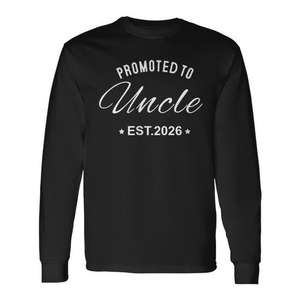 Camiseta de manga larga negra para hombre Promoted To Uncle Est 2026, ropa informal - Product Image 1