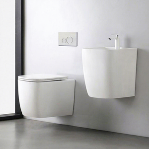Ensemble <span class=keywords><strong>WC</strong></span> <span class=keywords><strong>suspendu</strong></span> mural en céramique de style européen et lavabo, toilettes flottantes carrées pour salle de bain - Product Image 1