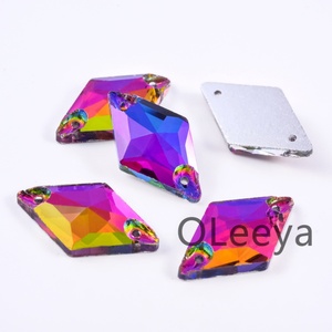 OLeeya 3A Quality Glass Sewing on Rhinestones Rainbow Color Rhombus Shape Bikini Stones Decoration for Leotards <b>Dance</b> <b>Dress</b> - Product Image 2