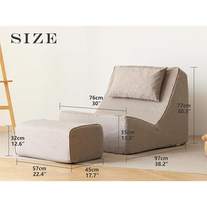 เก้าอี้โซฟาปรับเอนแบบพับได้พร้อมพนักพิงพับได้สำหรับพื้นที่พักผ่อนบนระเบียงหน้าต่างเบย์วินโดว์ - Product Image 3