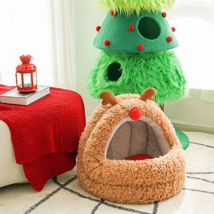 Modernes Komfortables Katzen-Schwammbett Rundes Plüschiges Flauschiges Beruhigendes Katzenhöhlen-Nest mit Nicht-Zusammenfallender Abdeckung - Product Image 1