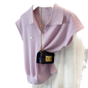 Maglione Estivo da <span class=keywords><strong>Donna</strong></span> 2026 in Seta Ghiaccio con Colletto, Top a Maniche Corte di Alta Qualità, Stile Normcore/Minimalista - Product Image 5