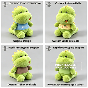 Peluche Dinosaure Assis <span class=keywords><strong>Kawaii</strong></span> Vert Doux avec T-shirt Porte-Bonheur pour Cadeau d'Anniversaire Enfant et Décoration Maison - Product Image 3