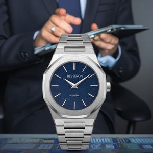 Customize Japan Movement Men <b>Watch</b> <b>Waterproof</b> Slim Thin Keep Moving Wristwatch Gold Engraved Logo Ultra Thin <b>Watches</b> for Men - Product Image 3