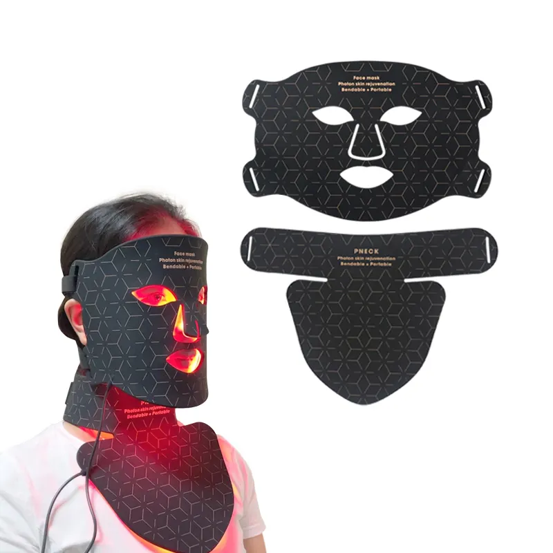 Kosmetik-Silikon-Gesichtsmaske LED rot/blau/gelb/infrarot Gesichtsmaske Photonenverjüngung für Gesicht/Hals led-Maske Hals