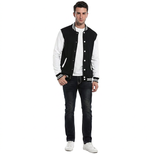 FINER THREADS <b>Men's</b> College <b>Baseball</b> Varsity <b>Jacket</b> 100% Cotton Embroidered Logo Front Covered Button Closure Winter Ready - Product Image 1