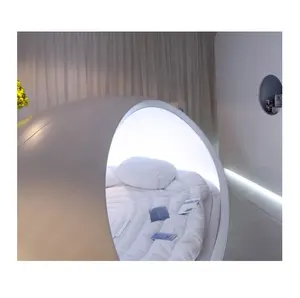 Tempat Tidur Kamar Tidur Spesial Permukaan Putih Bulat Modern