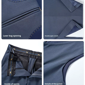 Ensemble de costumes pour hommes en <span class=keywords><strong>laine</strong></span>, coupe ajustée, veste blazer et <span class=keywords><strong>pantalon</strong></span>, pour affaires, mariages, bureau, tenue formelle ou décontractée - Product Image 5