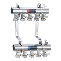 Collecteur d'eau en acier inoxydable OEM 2-12 voies pour système de chauffage radiant par le sol pour appartement
