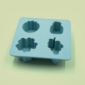 Moule à glaçons en silicone motif dessin animé, moule à glaçons pour fruits, moule à glaçons domestique à 4 compartiments, moule à glaçons créatif DIY avec couvercle - Product Image 2
