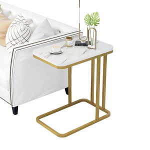 Table basse moderne extensible avec plateau en marbre et structure en métal doré, marque SPH, pour salon, usage décoratif - Product Image 3