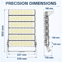Projecteur LED haute puissance 1500W 1800W, éclairage de stade rotatif à 6 modules, 160-180LM/W, certifié CE LVD