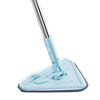 WS431 Serpillère rotative triangulaire facile à utiliser pour les murs, le verre, le bois, avec manche long, serpillère multifonctionnelle absorbante en microfibre