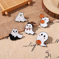 Vente en gros de broches en alliage de la série Helloween Ghost, broches en émail créatives en forme de bonhomme de neige de dessin animé, accessoires en stock