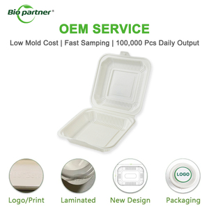 Bio partner Mikrowellen geeigneter biologisch abbaubarer Einweg-Zuckerrohr-Bagasse-Lebensmittel behälter zum Mitnehmen für Sushi - Product Image 2