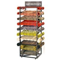 Freestanding China Manufacturing Metal Hanging Floor Moveable 4-Tier Carpet Shelf Door Mat Display Rack