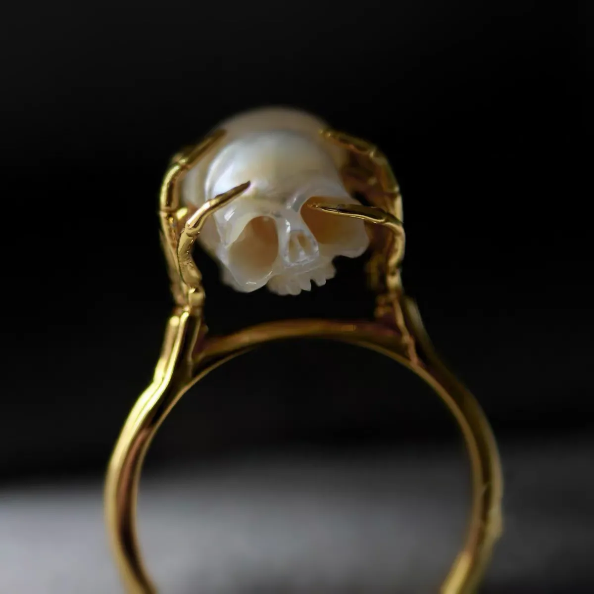 Be a think ring freshwater pearl handcarved 925 silver skull pearl cave ring halloween gift