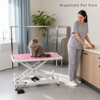 Table de toilettage pour animaux électrique hydraulique, réglable en hauteur, avec bras de toilettage, surface antidérapante et imperméable