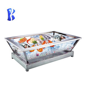 Okey Chất lượng cao hiển thị tủ đông Showcase hình chữ nhật món tráng miệng hiển thị đứng với đèn thép không gỉ hiển thị thực phẩm - Product Image 4