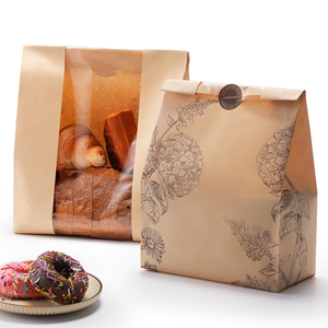 Bolsas de papel para pan Bolsas de papel para hornear con ventana para almacenamiento de alimentos horneados Desayuno Almuerzo Embalaje - Product Image 1