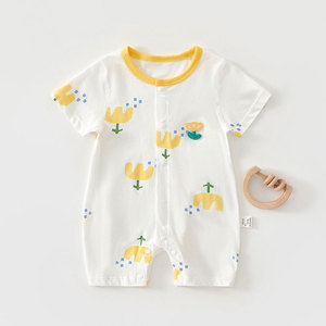 Mameluco de Bebé de Manga Corta, Algodón Puro, Delgado, Verano, Unisex, para Gatear - Product Image 2