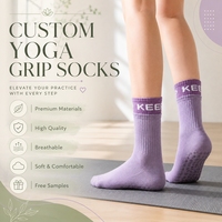 Chaussettes de Pilates personnalisées avec grip antidérapant, chaussettes de yoga en coton premium pour femmes, chaussettes de fitness Pilates avec logo en tricot jacquard