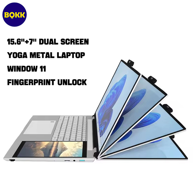 Personal and Home Laptops Intel Core N95 Dual Screen Laptop Win11 Touch Screen 15.6 + 7inch Computer Student Laptop for Business