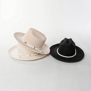 Wholesale Vintage Femme Unisex Women Cowboy Felt Hat Wholesale Wide Brim 100% Wool Felt Fedora Hats - Product Image 5