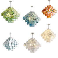 Lampes suspendues en verre coloré de style français, en fer forgé de haute qualité, blanc/rouge/orange/bleu/vert, pour salon, bar, restaurant, maison